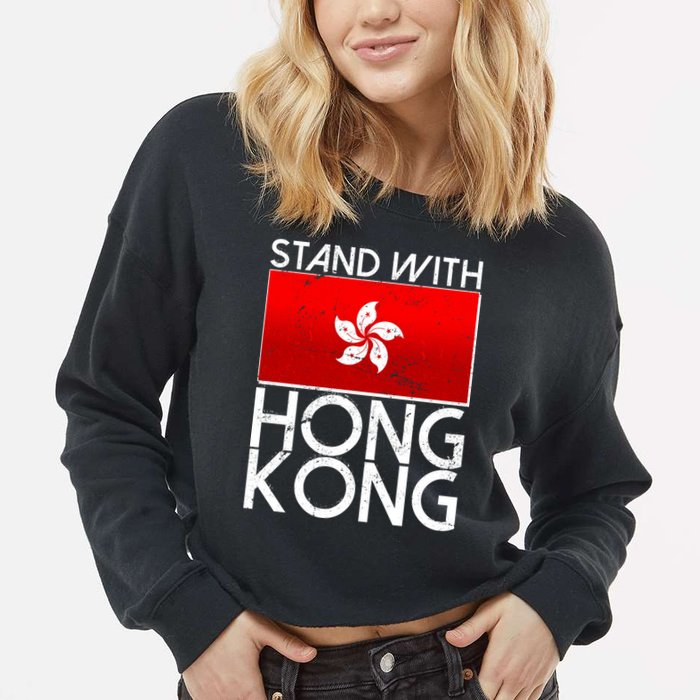 Stand With Hong Kong Pro Democracy Cropped Pullover Crew