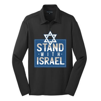 Stand With Israel Silk Touch Performance Long Sleeve Polo