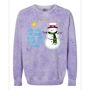 Star Light Star Bright Please Don't Let Me Melt Tonight Snowman Colorblast Crewneck Sweatshirt