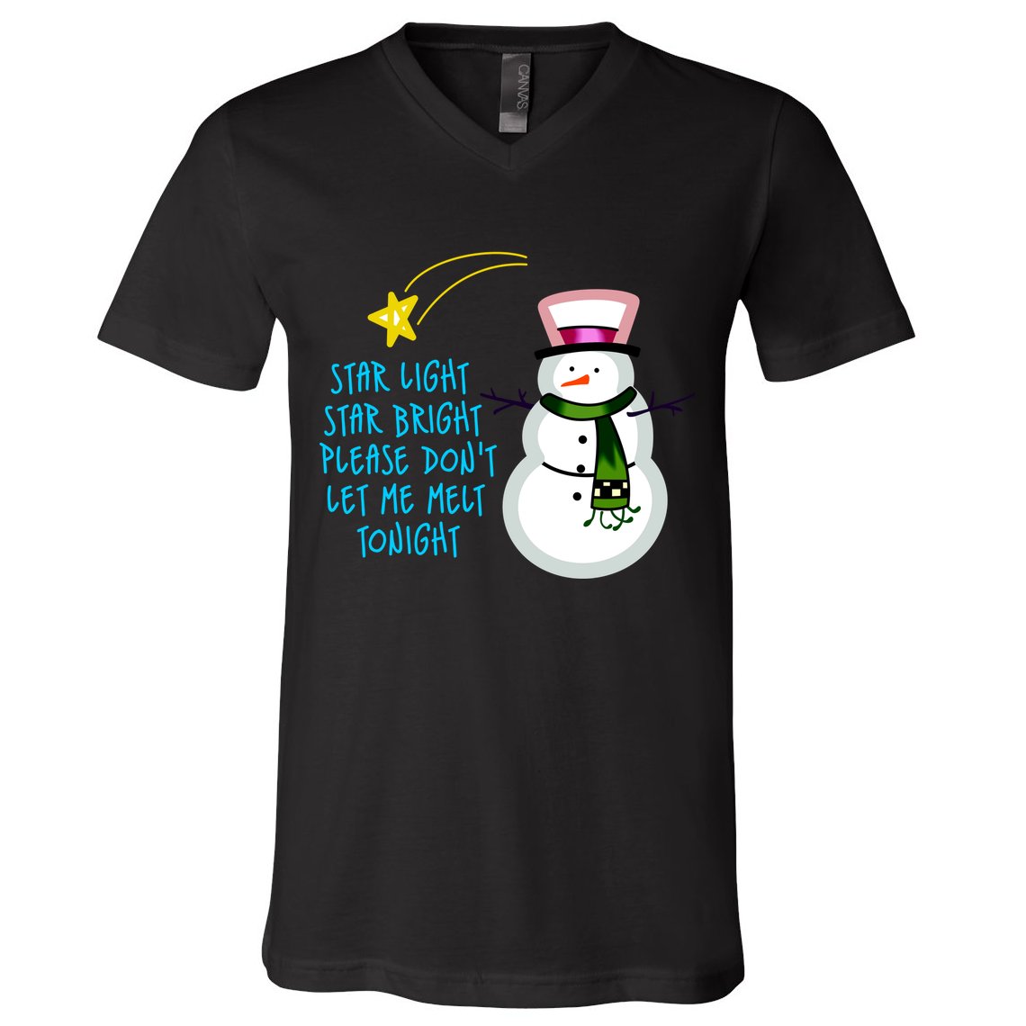 Star Light Star Bright Please Don't Let Me Melt Tonight Snowman V-Neck T-Shirt