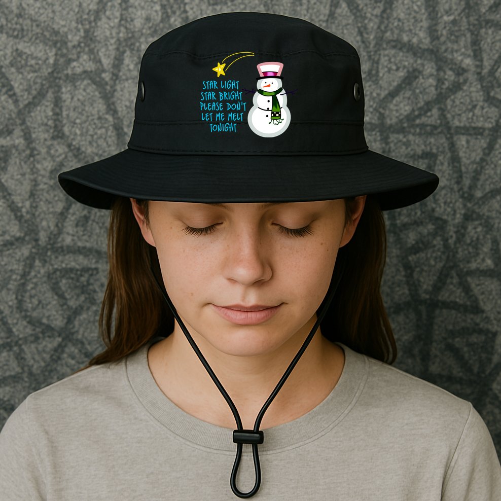 Star Light Star Bright Please Don't Let Me Melt Tonight Snowman Bucket Hat