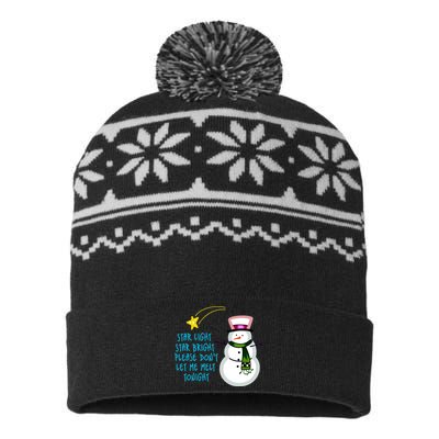 Star Light Star Bright Please Don't Let Me Melt Tonight Snowman USA-Made Snowflake Beanie