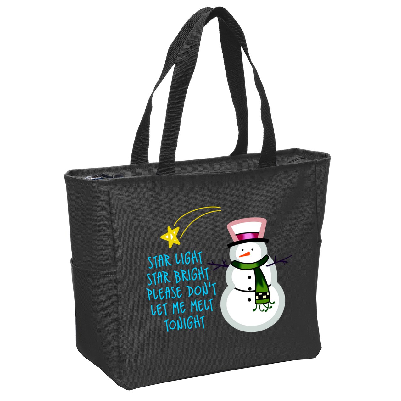 Star Light Star Bright Please Don't Let Me Melt Tonight Snowman Zip Tote Bag
