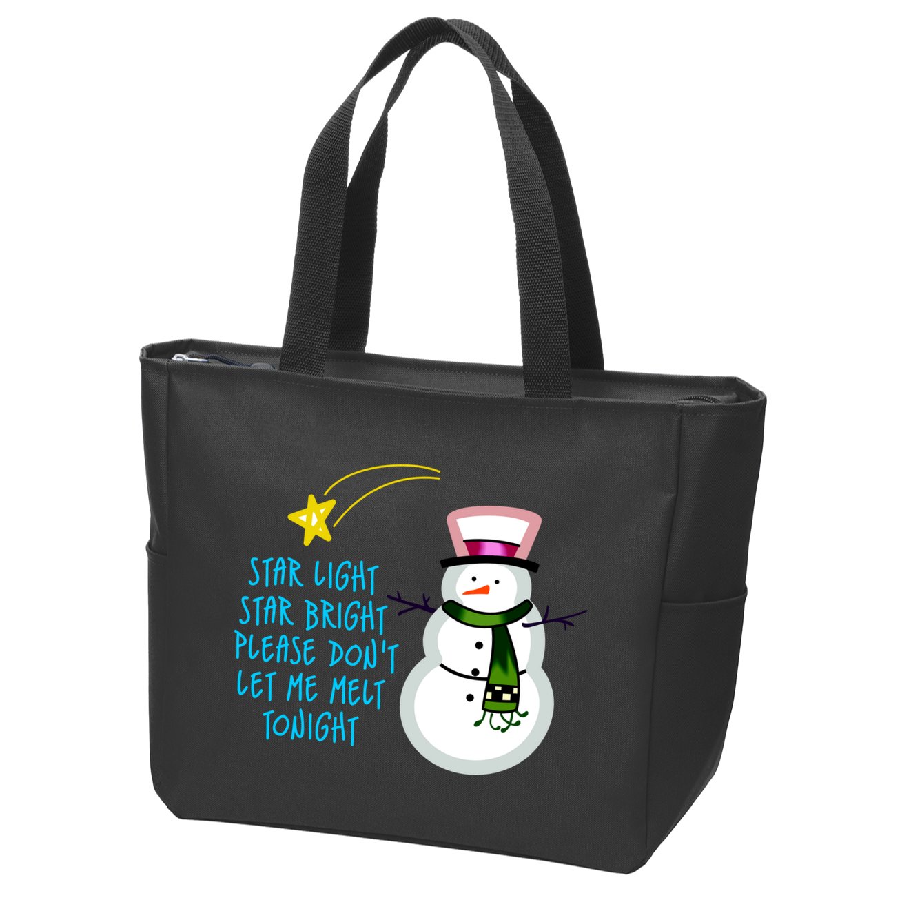 Star Light Star Bright Please Don't Let Me Melt Tonight Snowman Zip Tote Bag