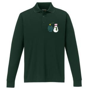 Star Light Star Bright Please Don't Let Me Melt Tonight Snowman Performance Long Sleeve Polo