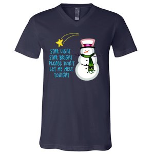 Star Light Star Bright Please Don't Let Me Melt Tonight Snowman V-Neck T-Shirt