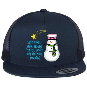 Star Light Star Bright Please Don't Let Me Melt Tonight Snowman Flat Bill Trucker Hat