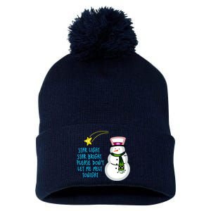 Star Light Star Bright Please Don't Let Me Melt Tonight Snowman Pom Pom 12in Knit Beanie