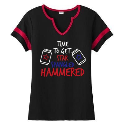 Star Spangled Hammered Ladies Halftime Notch Neck Tee