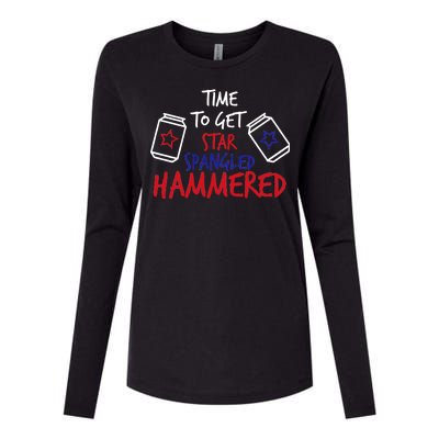 Star Spangled Hammered Womens Cotton Relaxed Long Sleeve T-Shirt