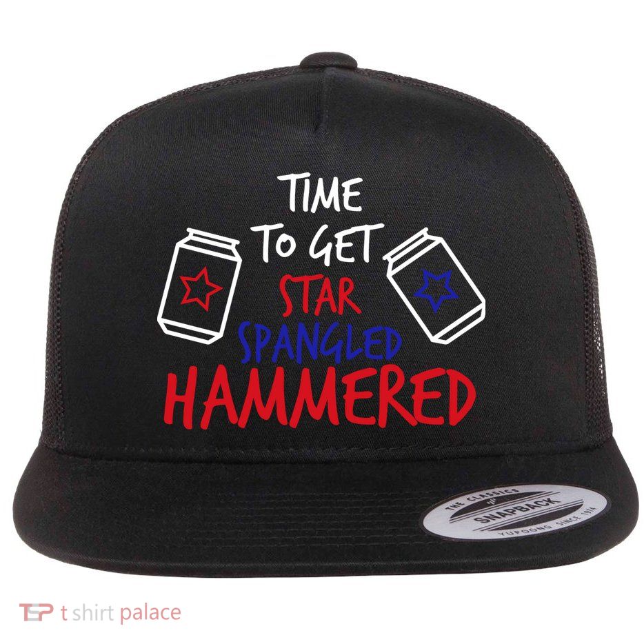 Star Spangled Hammered Flat Bill Trucker Hat
