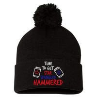 Star Spangled Hammered Pom Pom 12in Knit Beanie