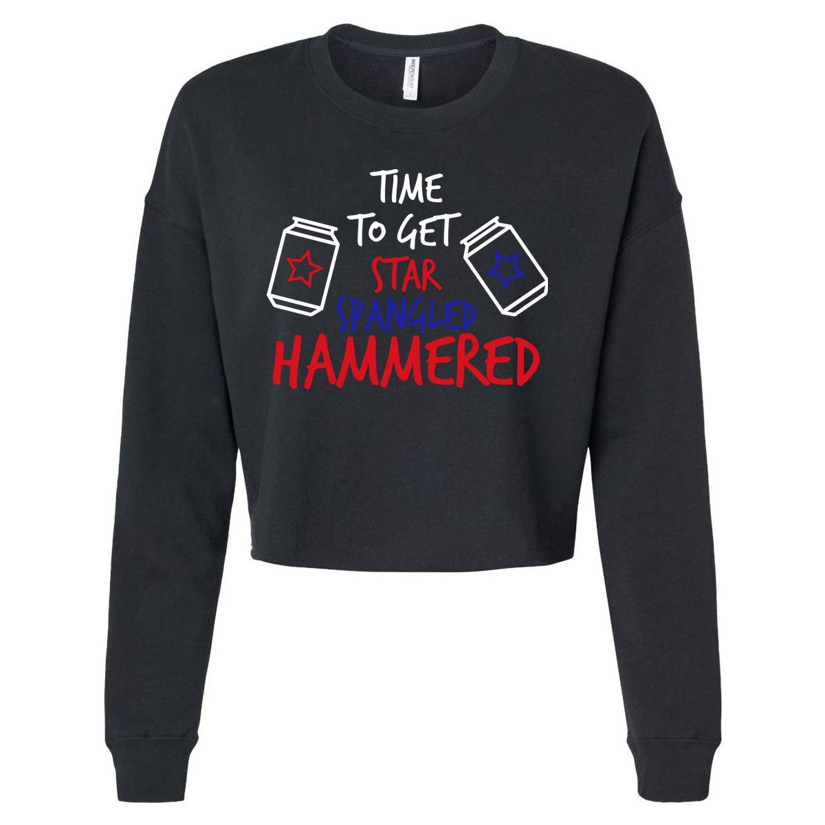 Star Spangled Hammered Cropped Pullover Crew