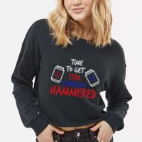 Star Spangled Hammered Cropped Pullover Crew