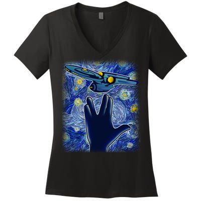 Starry Flight Women's V-Neck T-Shirt