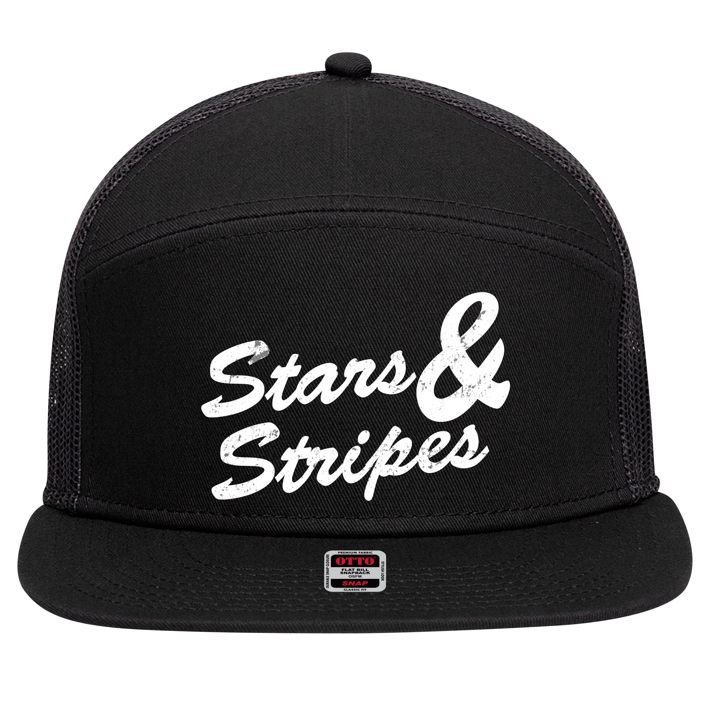 Stars And Stripes 7 Panel Mesh Trucker Snapback Hat