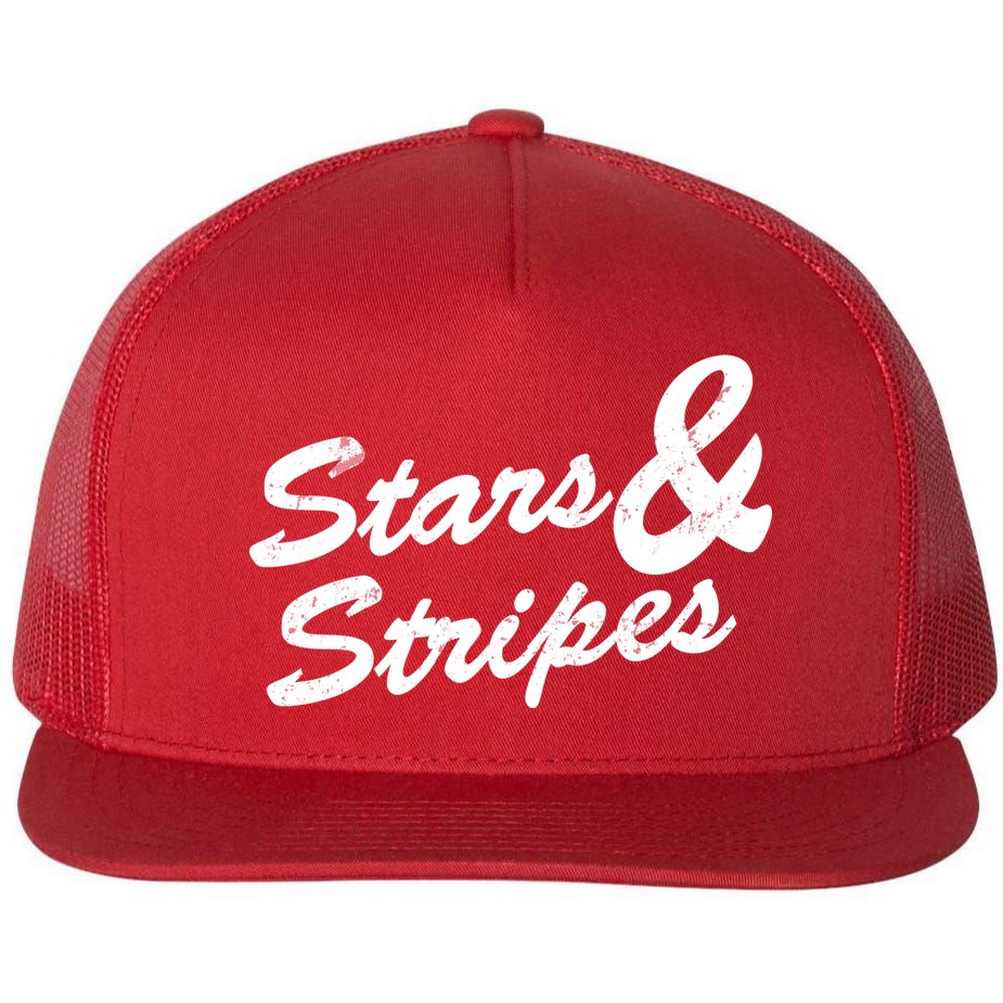 Stars And Stripes Flat Bill Trucker Hat