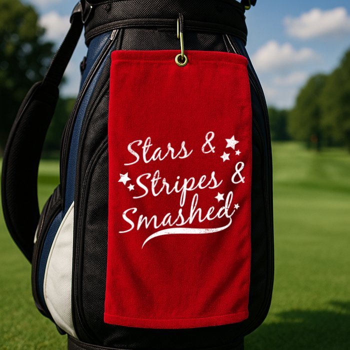 Stars Stripes And Smashed Golf Towel