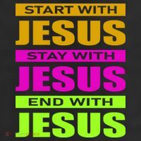 Start Stay End With Jesus 7 Panel Mesh Trucker Snapback Hat