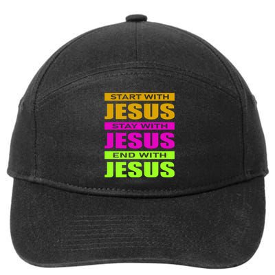 Start Stay End With Jesus 7-Panel Snapback Hat