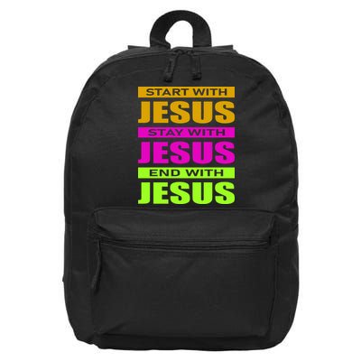 Start Stay End With Jesus 16 in Basic Backpack
