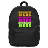 Start Stay End With Jesus 16 in Basic Backpack