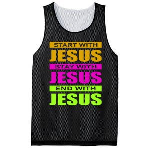 Start Stay End With Jesus Mesh Reversible Basketball Jersey Tank