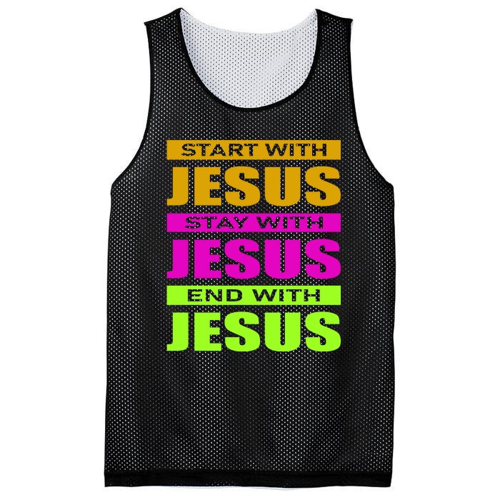 Start Stay End With Jesus Mesh Reversible Basketball Jersey Tank