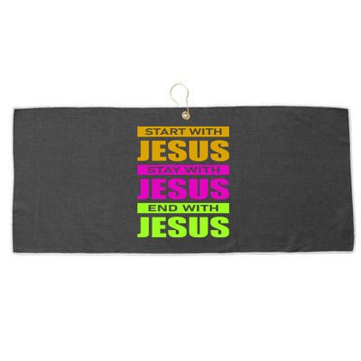 Start Stay End With Jesus Large Microfiber Waffle Golf Towel