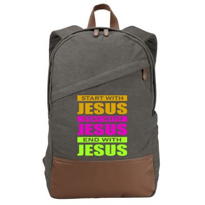 Start Stay End With Jesus Cotton Canvas Backpack