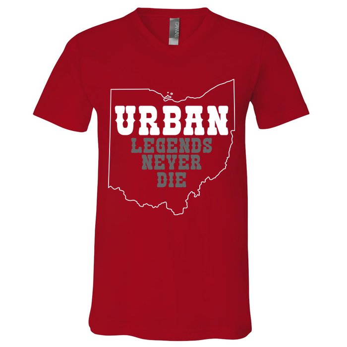 State Of Ohio Urban Legends Never Die V-Neck T-Shirt