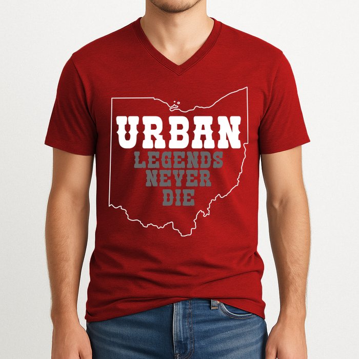 State Of Ohio Urban Legends Never Die V-Neck T-Shirt