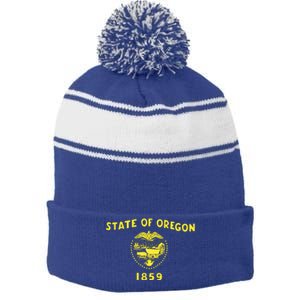 State of Oregon 1859 Stripe Pom Pom Beanie