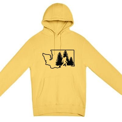 State Of Washington Big Foot Premium Pullover Hoodie