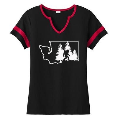 State Of Washington Big Foot Ladies Halftime Notch Neck Tee