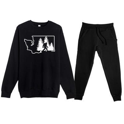 State Of Washington Big Foot Premium Crewneck Sweatsuit Set