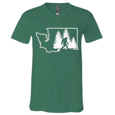 State Of Washington Big Foot V-Neck T-Shirt