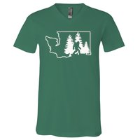 State Of Washington Big Foot V-Neck T-Shirt