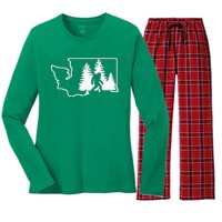 State Of Washington Big Foot Women's Long Sleeve Flannel Pajama Set 