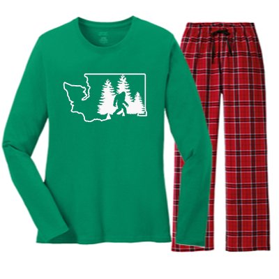 State Of Washington Big Foot Women's Long Sleeve Flannel Pajama Set 