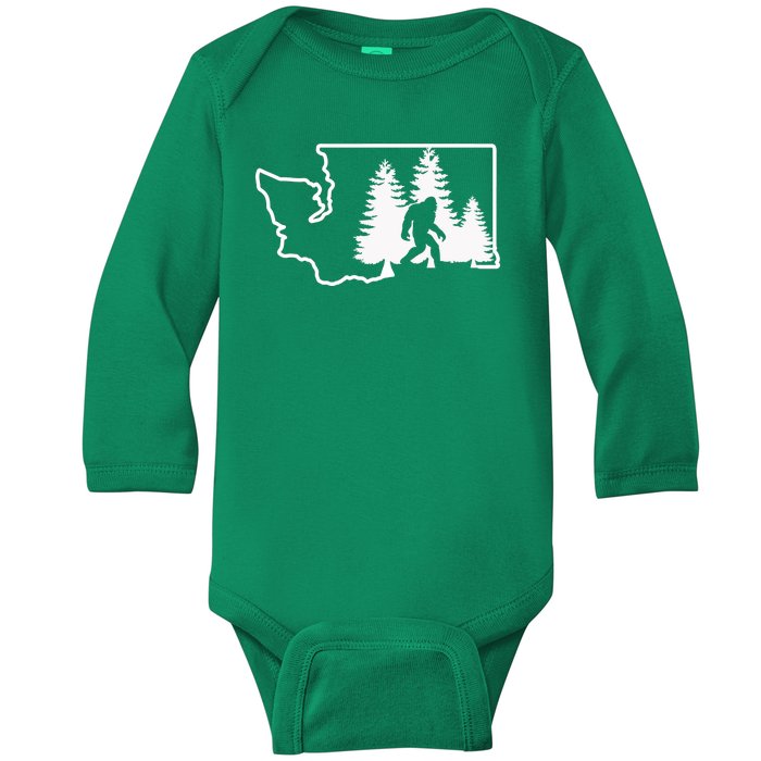 State Of Washington Big Foot Baby Long Sleeve Bodysuit