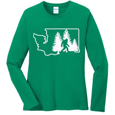 State Of Washington Big Foot Ladies Long Sleeve Shirt