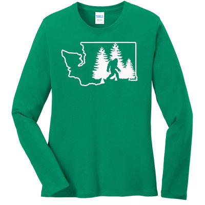 State Of Washington Big Foot Ladies Long Sleeve Shirt