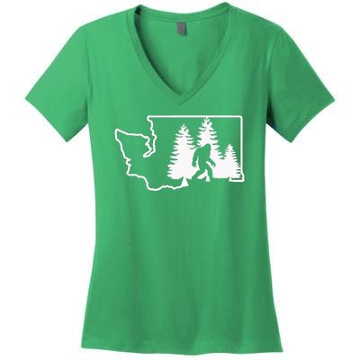 State Of Washington Big Foot Women's V-Neck T-Shirt