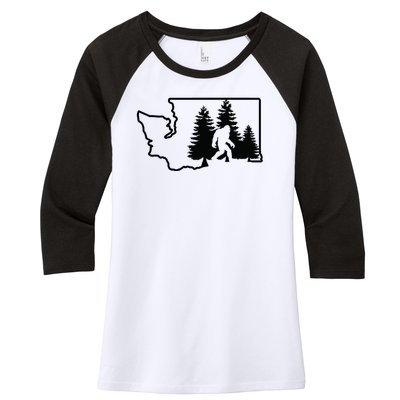 State Of Washington Big Foot Women's Tri-Blend 3/4-Sleeve Raglan Shirt