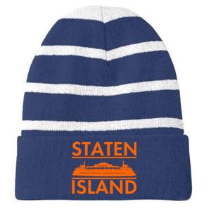 Staten Island Ferry New York Striped Beanie with Solid Band