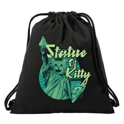 Statue Of Kitty Drawstring Bag