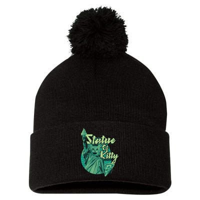 Statue Of Kitty Pom Pom 12in Knit Beanie