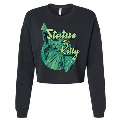 Statue Of Kitty Cropped Pullover Crew