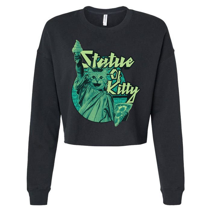 Statue Of Kitty Cropped Pullover Crew